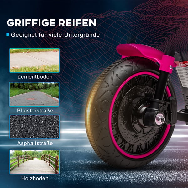 Elektrisk motorcykel til børn, 76x42x57 cm, pink