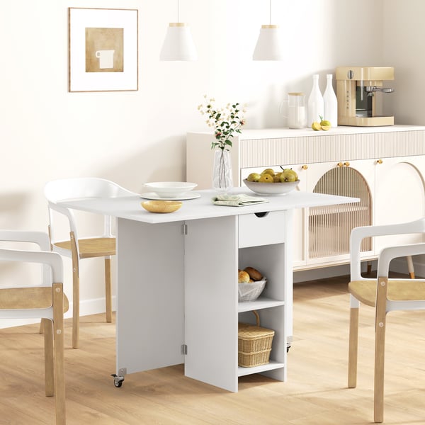 Fällbart matbord, 114,5x70x75 cm, vitt