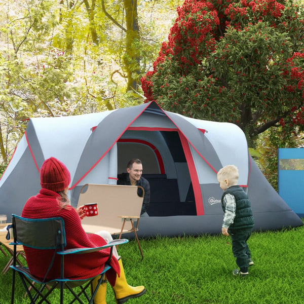 Camping Telt, 455x230x180 cm, Grå