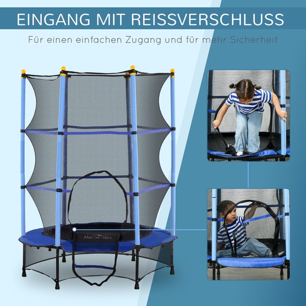 Lasten trampoliini, 140x140x190 cm, sininen