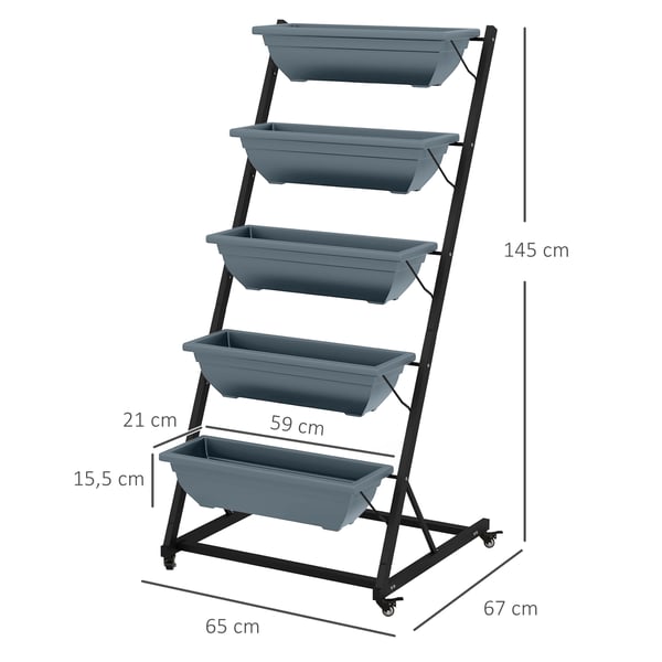 Planteholder, 65x67x145 cm, Grå