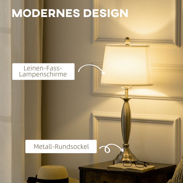 Lampesæt, 3-delt gulvlampe og 2 bordlamper, 38x162 cm, sølv og hvid