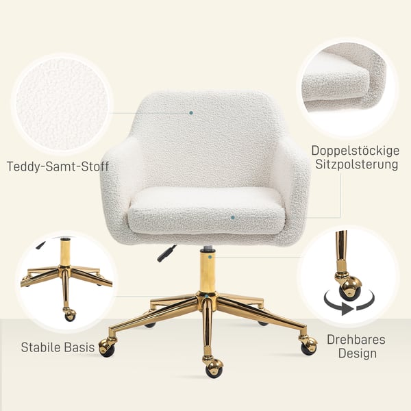 Kontorstol, 60x61x79-88 cm, Creme