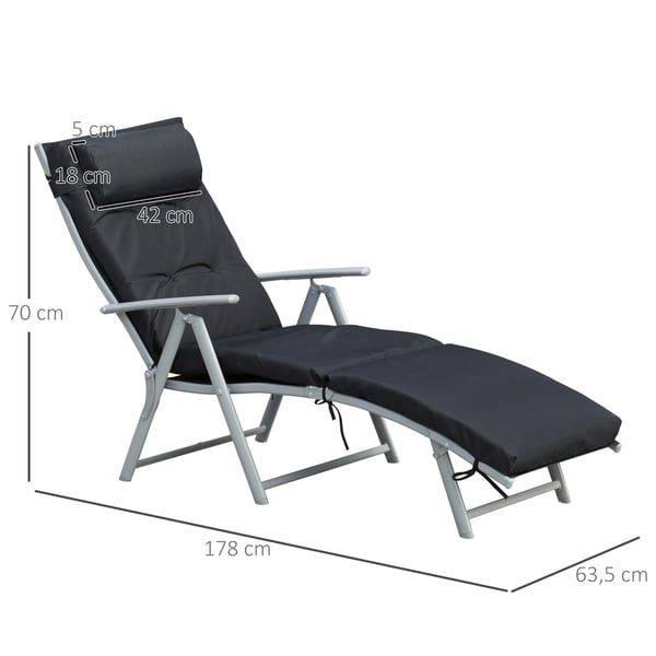 Strandliggestol, 137x63,5x100,5 cm, Sort