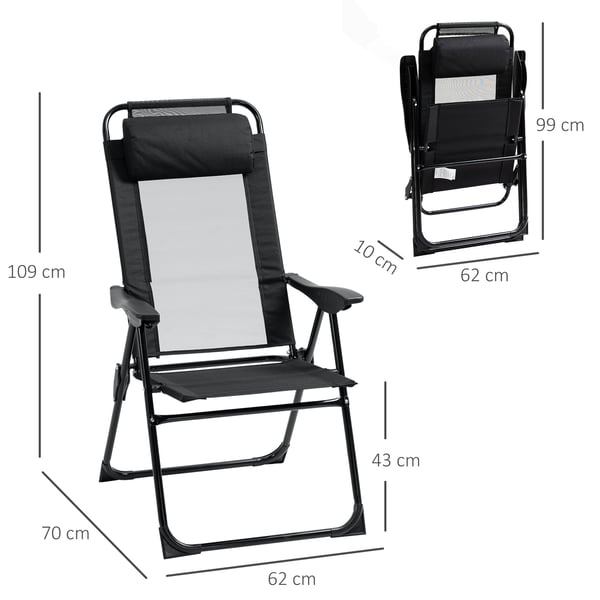 Sammenklappelig stol, 62x70x109 cm, sort