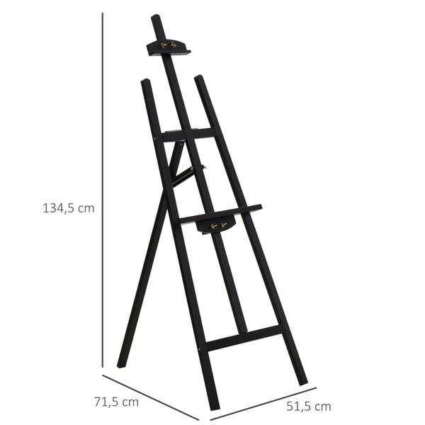 Maalausteline, mänty, 51.5x71.5x134.5 cm, musta