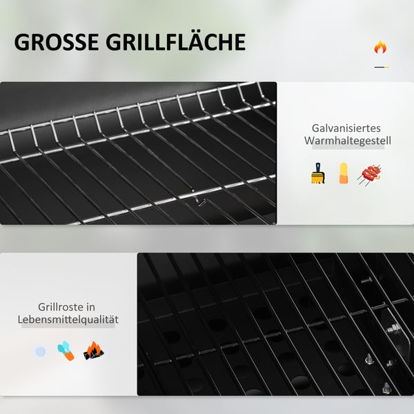 Kolgrill, 113x65x108 cm, Svart