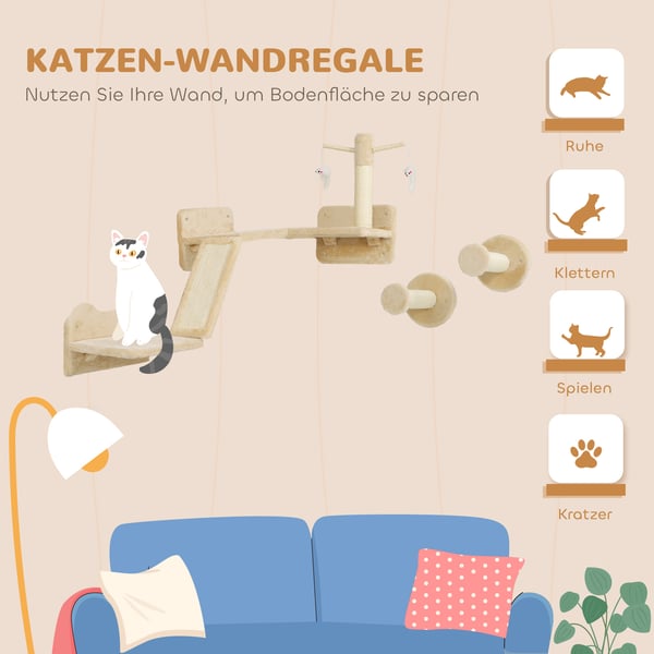Klatrevæg til katte, 110x56x73 cm, Beige