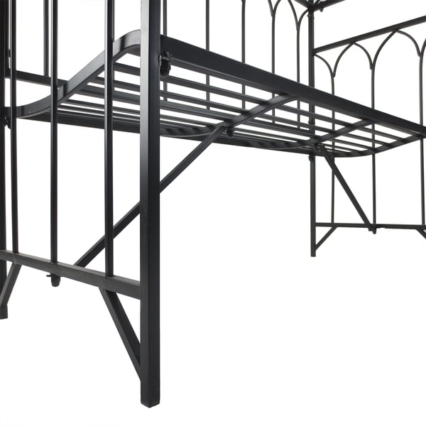 Havebue med bænk, 115x50x203 cm, sort