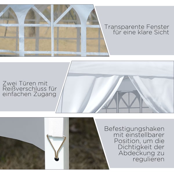 Sammenklappelig pavillon, 295x295x258 cm, hvid