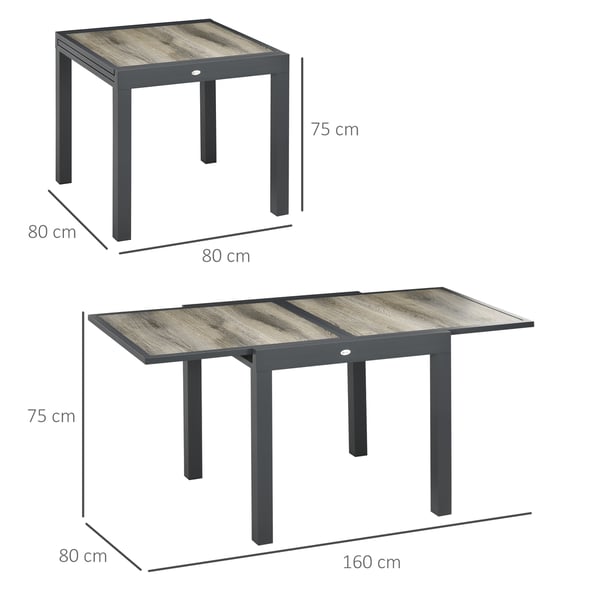 Havebord, 160x80x75 cm, Beige-Grå