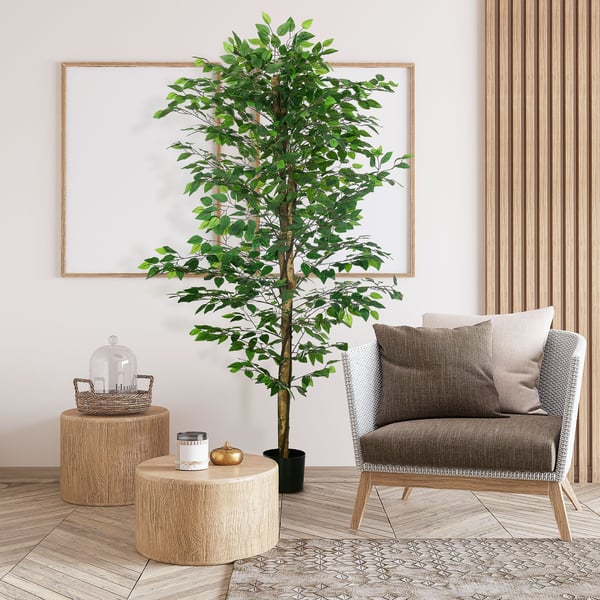 Konstgjord Ficus Träd 180 cm Grön, plast