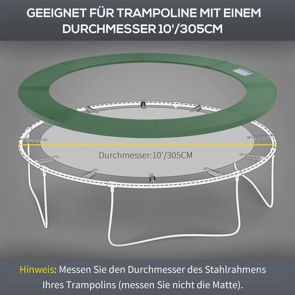 Trampolin sikkerhedsmåtte, 305 cm, Grøn