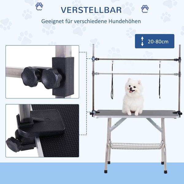 Groomingbord, 107x60x170 cm, Sort