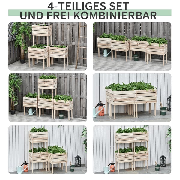 Hævet plantekasse 50x30x60 cm natur, massivt træ