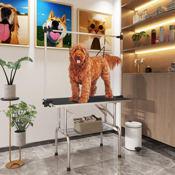 Groomingbord, 107x60x170 cm, Sort