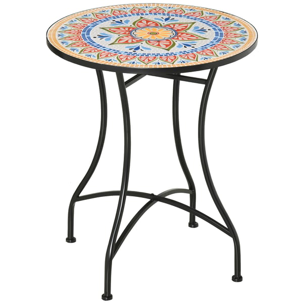Trädgårdsbord, Mosaik Bistrobord, 60x71 cm, Röd Blå Vit Svart