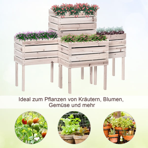 Hævet plantekasse 50x30x60 cm natur, massivt træ
