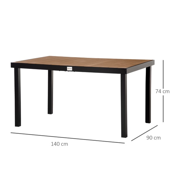 Trädgårdsmatbord, 140x90x74 cm, Natur, Svart