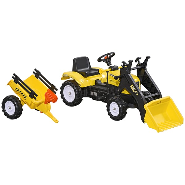 Traktor med pedal, 167x41x52 cm, Gul Svart