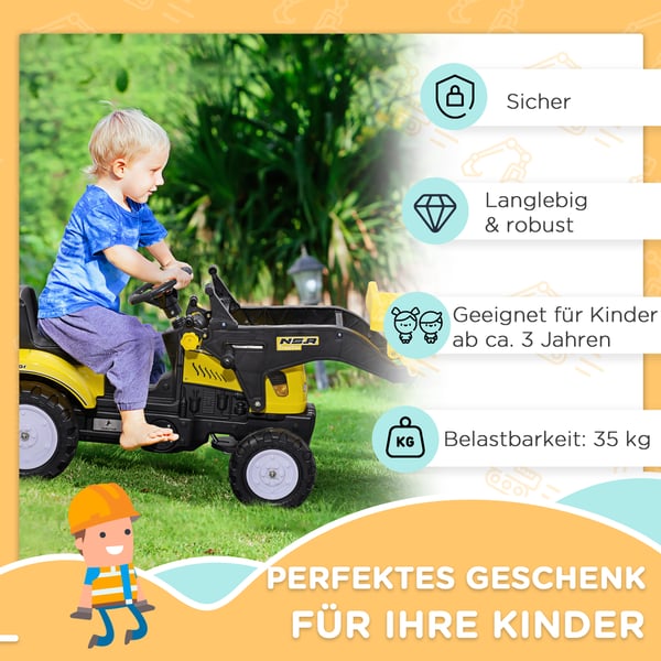 Ride-on læsser, 114x41x52 cm, sort gul
