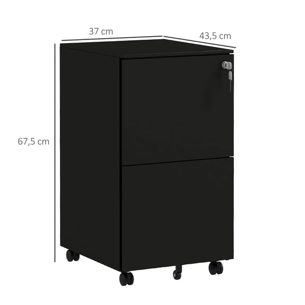 Mobil arkivskab, 37x43,5x67,5 cm, Sort