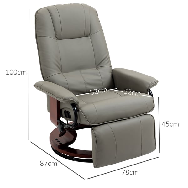 Fåtölj med recliner, 78x87x100 cm, Grå