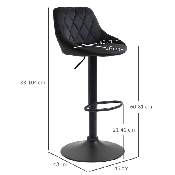 Barstol sæt, 46x48x83-104 cm, Sort