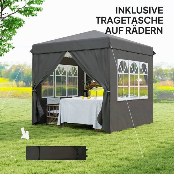 Pop-up Pavillon, 250x250x268 cm, Mørkegrå