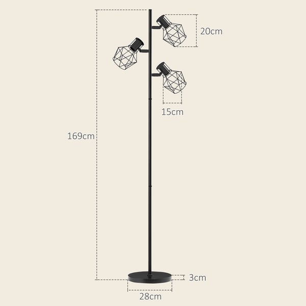 Gulvlampe, 41x28x169 cm, Sort