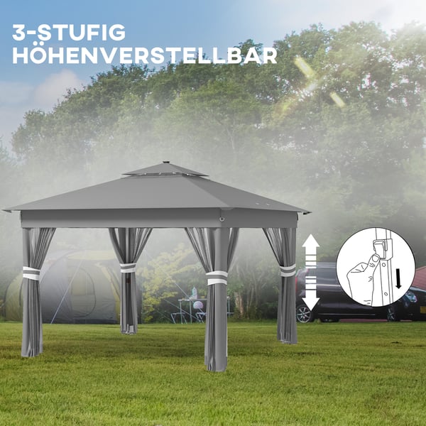 Paviljong, 336x336x250-270 cm, Grå