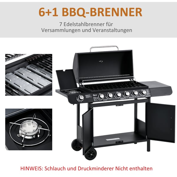 Gasolgrill, 135x50x100 cm, Svart