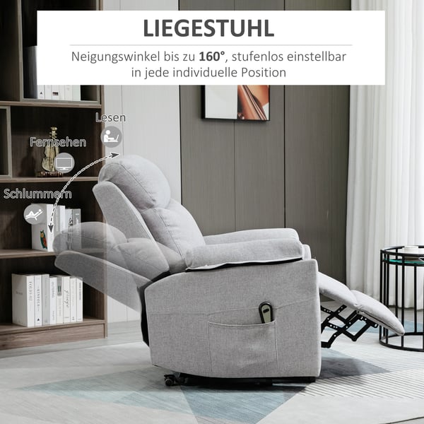 Elektrisk reclinerfåtölj, 83x89x102 cm, grå