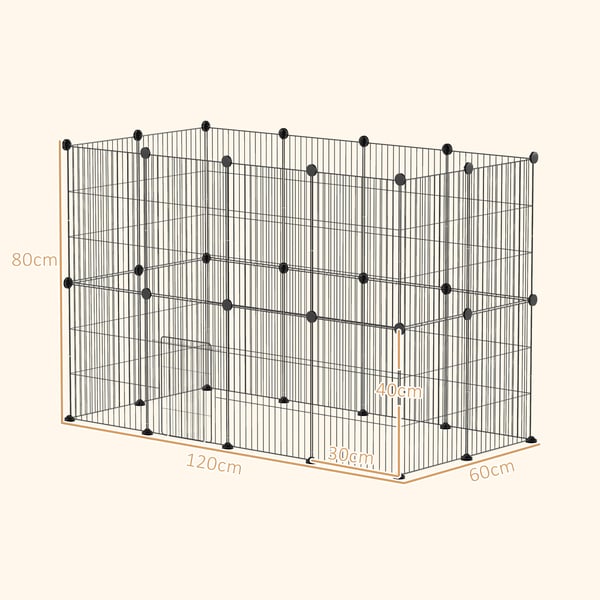 Indhegning til smådyr, 120x60x80 cm, Sort
