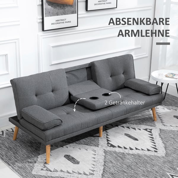 Sovesofa, 181x77x78 cm, Mørkegrå