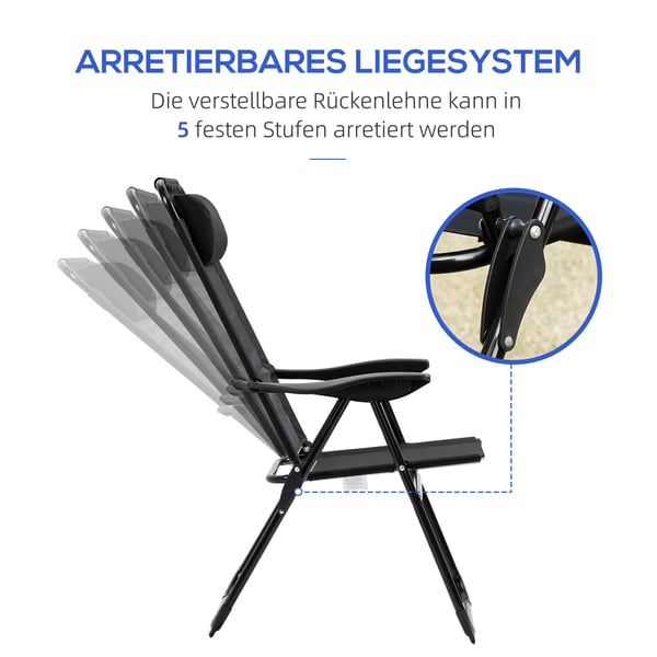 Sammenklappelig stol, 62x70x109 cm, sort