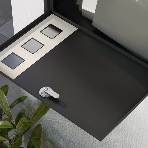 Postkasse, Metal, 36,5x11,5x29 cm, Sort