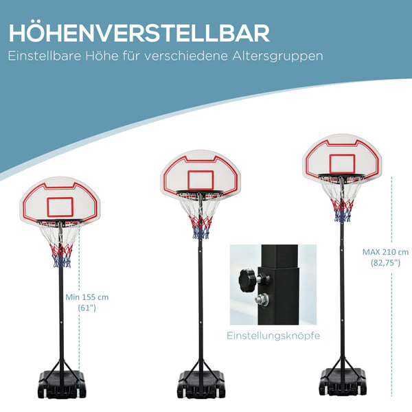 Basketballkurv, 74x45x13 cm, Sort