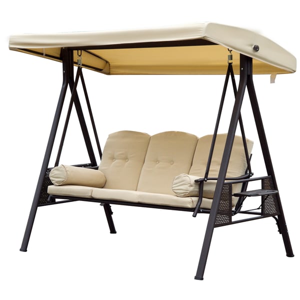 Haveswing, 3-personers med baldakin, 120x208x172 cm, beige brun