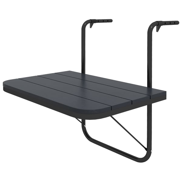 Balkonbord, 60x40x55-64 cm, Sort