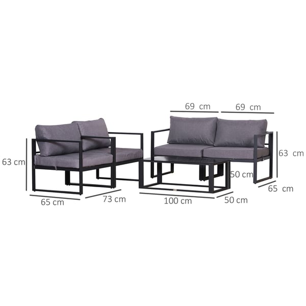 Trädgårdsmöbelset, 138x69x63 cm, Grå