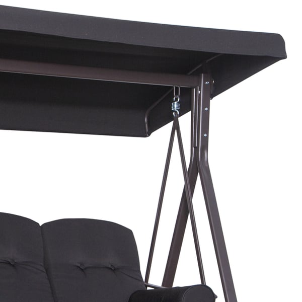 Haveswing, 3-personers med baldakin og hynder, 116x206x183 cm, Sort