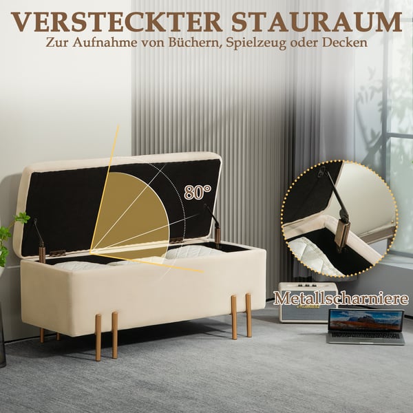 Opbevaringsbænk, 100x40x42 cm, Beige