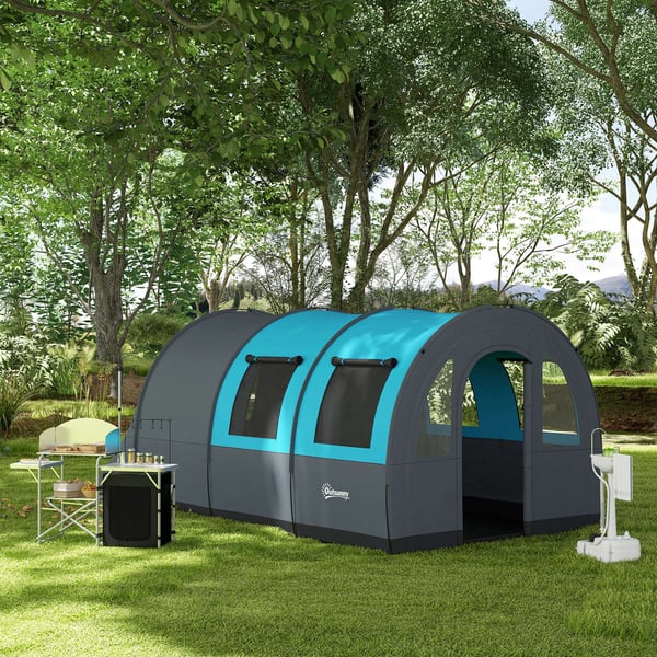 Campingtält, 480x260x200 cm, Grå