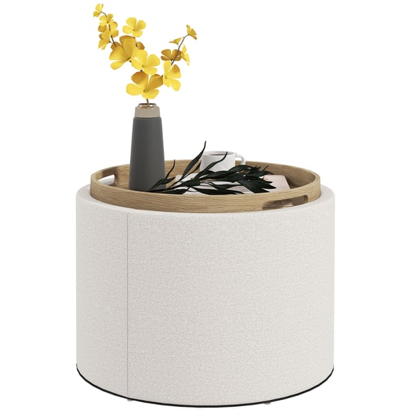 Fodskammel, 56x56x42 cm, Creme