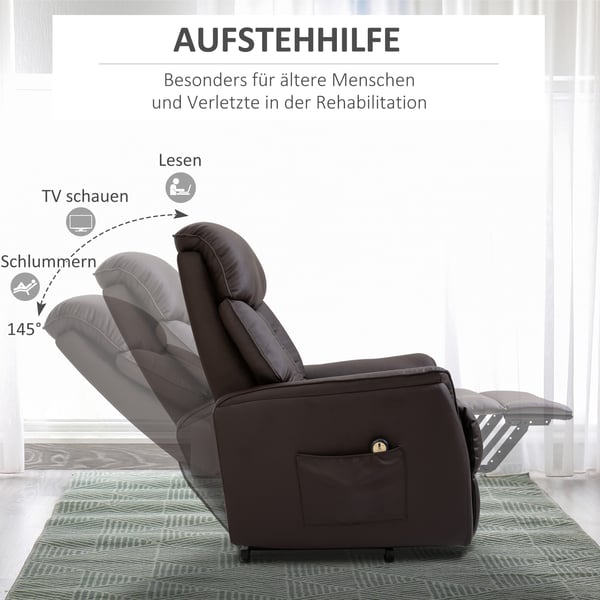 Elektrisk reclinerfåtölj, 80x94x104 cm, Brun