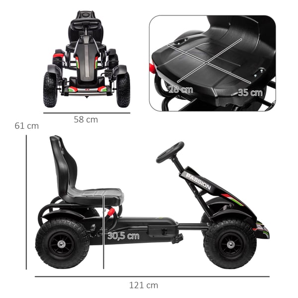 Pedal Go-Kart, 121x58x61 cm, Sort