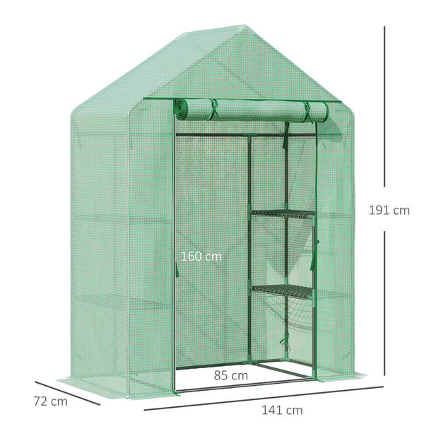 Drivhus, Walk-In have drivhus med 6 hylder, 141x72x191 cm, Grøn
