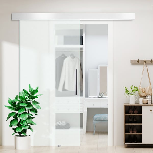 Skydedør, 102,5x205 cm, Satineret Glas