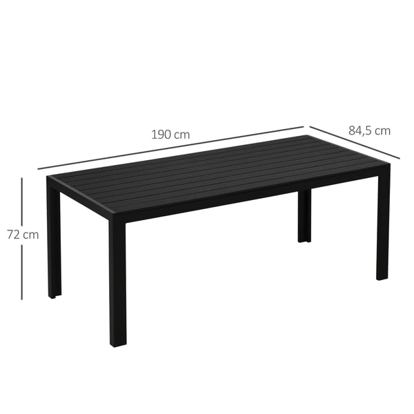 Trädgårdsbord, 190x84,5x72 cm, Svart